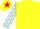 Yellow, Light Blue and White check sleeves, Yellow cap, Red star