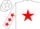 White with red star, red stars on sleeves
