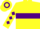 Yellow with purple hoop, purple diamonds on sleeves