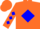 Orange, blue diamond framed 'ct', blue diamonds on sleeves, orange cap