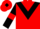 Red, black chevron, black sleeves, red armlets, red cap, black diamond