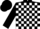 Black and white blocks, black sleeves, black cap