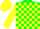 Green, yellow blocks on sleeves, yellow cap