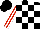 Black and White check, Red and White striped sleeves