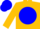 Gold, gold 'cv' on blue ball, blue band on sleeves, blue cap