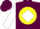 Maroon with yellow ball, maroon & white diamond sleeves