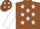 Brown body, white stars, white arms, brown cap, white stars