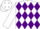 White, purple diamonds, white sleeves, white, purple diamonds cap