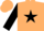 Beige, black star, black sleeves, beige cap