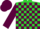 Lime green and maroon blocks, maroon sleeves and cap