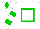 White with green hollow box, white sleeves with green hoops, White cap, Green diamond