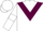 White body, garnet chevron, garnet arms, white armlets, white cap, garnet striped