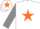 White, orange star, grey sleeves, white cap, orange star, grey peak