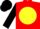 Red, yellow ball, green lantern, black sleeves and cap