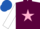 maroon,pink star, white sleeves, royal blue cap