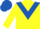 Yellow, royal blue chevron, yellow sleeves, royal blue cap