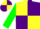 Yellow & purple quarters, green slvs