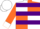 White and orange quarters, white 'ah', purple hoops and white cuffs on orange sleeves