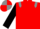 Red, Grey epaulets, Black sleeves, Grey and Red quartered cap
