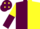 Maroon & yellow halved, sleeves reversed, yellow diamonds on cap