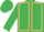 emerald Green,  beige seams, emerald green sleeves & cap