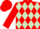 Red and light green diamonds, red sleeves and cap