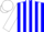 Blue and white panels, blue 'cyb', blue triangles on white sleeves, white cap
