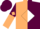 Tan and maroon halves, tan 'cr' in white diamond, maroon and tan halved sleeves, tan diamonds in white band, maroon cap