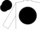 White, Black disc, Black cap