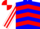 Blue, red chevrons, white, red striped sleeves, red, white quartered cap