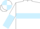 White body, light blue hoop, white arms, light blue halved, white cap, light blue quartered