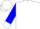 White, blue emblem, white emblem and cuffs on blue sleeves