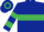 Dark blue, emerald green hoop, hooped sleeves