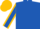 Royal blue, gold crossed sashes, royal blue sleeves, gold seams and cap, royal blue peak
