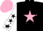 Black, pink star, white sleeves, black stars, pink cap