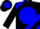 Black, blue ball, blue diagonal stripes, black sleeves