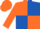 orange and royal blue quartered, orange sleeves and cap