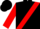 Black, front red sash,  white 'd & m racing' silver drawn pistols, red sleeves