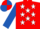 Red, white stars, royal blue sleeves, red & royal blue quartered cap