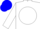 White, blue 'helmbrecht' on white ball, blue cap