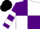Purple & white quartered, hooped sleeves, black cap