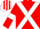 red with white crossbelts, red sleeves with white armlets, white cap with red stripes