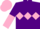 purple, pink diamond hoop, purple and pink halved sleeves, pink cap