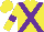 Yellow, Purple cross sashes and armlets, Yellow cap