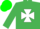 Emerald green, white maltese cross, green cap