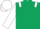 Dark green, white epaulets, sleeves and cap