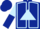 Dark blue, light blue triangle, light blue seams on sleeves, light blue and dark blue halved cap