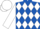 Royal blue, white band of diamonds and sleeves, checked cap
