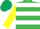 Emerald green & white hoops, yellow sleeves, dark green cap