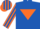 Royal blue, orange inverted triangle, orange and royal blue striped sleeves and cap